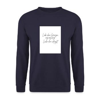 Liebe ohne Grenzen - Unisex Pullover - Navy - Vorne - Alina (178cm) & Michal (187cm)