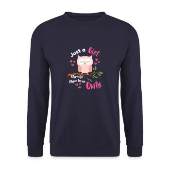Just a girl who loves owls - Unisex Sweatshirt - navy - Front - Alina (178cm) & Michal (187cm)