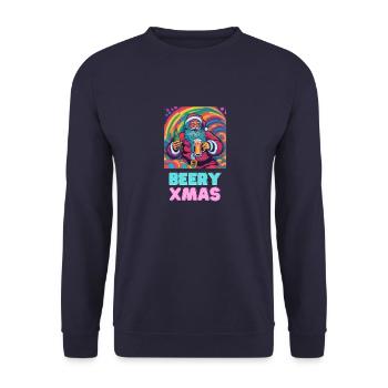 Beery Xmas - Unisex Pullover - Navy - Vorne - Alina (178cm) & Michal (187cm)