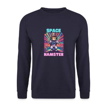Space Hamster - Unisex Pullover - Navy - Vorne - Alina (178cm) & Michal (187cm)