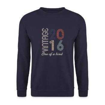 8th Anniversary 2016 - Vintage Retro Gift Idea - Unisex Sweatshirt - navy - Front - Alina (178cm) & Michal (187cm)