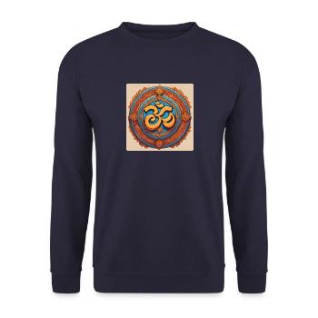 Yoga Chakra Om, Gift for Friends - Unisex Sweatshirt - navy - Front - Alina (178cm) & Michal (187cm)