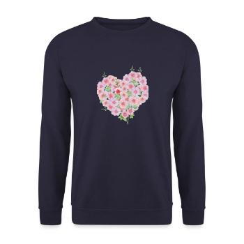 Floral heart - Unisex Sweatshirt - navy - Front - Alina (178cm) & Michal (187cm)