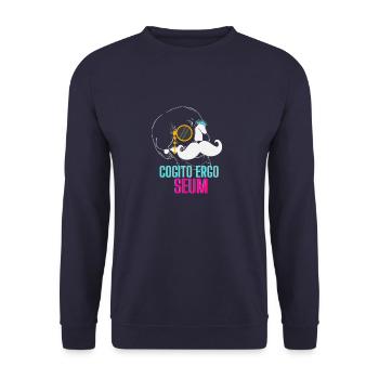 cogito ergo seum black - Sweat-shirt Unisexe - marine - Devant - Alina (178cm) & Michal (187cm)
