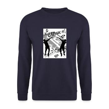 Liebe Zur Musik Kassette - Unisex Pullover - Navy - Vorne - Alina (178cm) & Michal (187cm)
