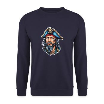 Pirat Neo Traditional Stil - Unisex Pullover - Navy - Vorne - Alina (178cm) & Michal (187cm)