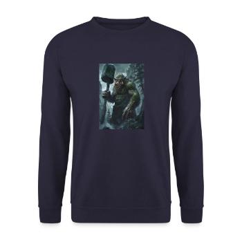 Riese Giant Norwegen Geschenk - Unisex Pullover - Navy - Vorne - Alina (178cm) & Michal (187cm)