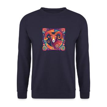 Aries Zodiac Astrology Gift - Unisex Sweatshirt - navy - Front - Alina (178cm) & Michal (187cm)
