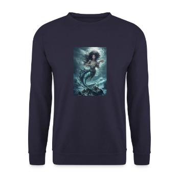 Meerjungfrau Mythologie Mythos Geschenk - Unisex Pullover - Navy - Vorne - Alina (178cm) & Michal (187cm)