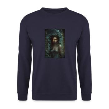 Medusa Mythologie Mythos Geschenk - Unisex Pullover - Navy - Vorne - Alina (178cm) & Michal (187cm)