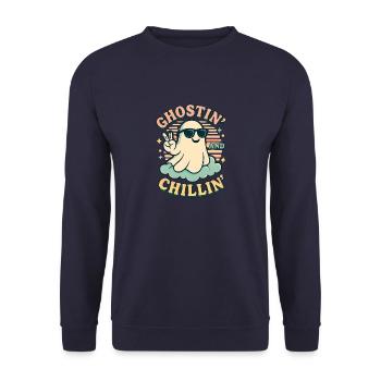 Halloween Ghost Costume Gift - Unisex Sweatshirt - navy - Front - Alina (178cm) & Michal (187cm)