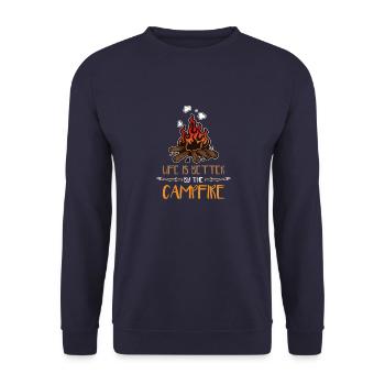 Campfire Camping Camper Nature Tent Gift - Unisex Sweatshirt - navy - Front - Alina (178cm) & Michal (187cm)