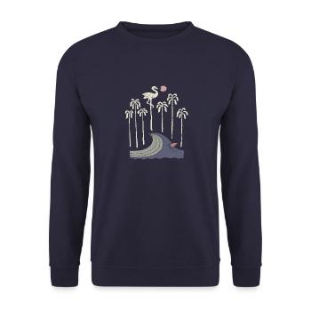 Flamant rose à la mer - Sweat-shirt Unisexe - marine - Devant - Alina (178cm) & Michal (187cm)