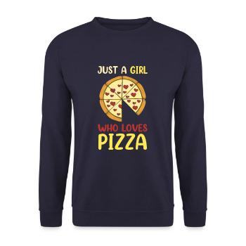 Just A Girl Who Loves Pizza Funny Pizza Lover - Unisex Pullover - Navy - Vorne - Alina (178cm) & Michal (187cm)