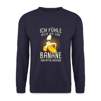Ich Fühle Mich Wie Eine Banane Von Affen Umgeben - Unisex Pullover - Navy - Vorne - Alina (178cm) & Michal (187cm)