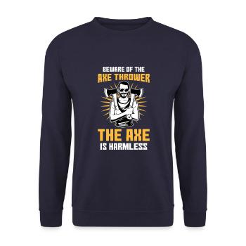 Axe ThrowIng Axe Double Axe Thrower - Unisex Sweatshirt - navy - Front - Alina (178cm) & Michal (187cm)