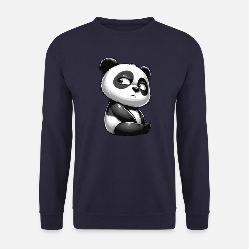 Skeptical Panda Cartoon Cute Doubt - Unisex Sweatshirt - navy