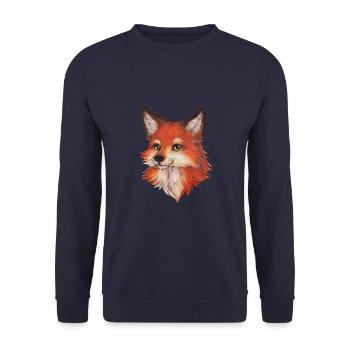 Niedlicher Fuchs für Fuchsliebhaber Geburtstag - Unisex Pullover - Navy - Vorne - Alina (178cm) & Michal (187cm)