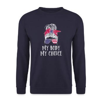 Mein Körper Meine Entscheidung - Unisex Pullover - Navy - Vorne - Alina (178cm) & Michal (187cm)