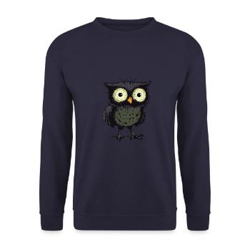 Eule Halloween Lustig Zombie - Unisex Pullover - Navy - Vorne - Alina (178cm) & Michal (187cm)
