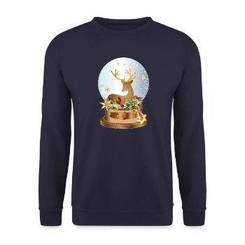 boule à neige nostalgique avec des cerfs pour Noël - Sweat-shirt Unisexe - marine - Devant - Alina (178cm) & Michal (187cm)