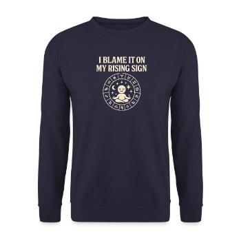Der Meditationsweg und das astrologische Horoskop - Unisex Pullover - Navy - Vorne - Alina (178cm) & Michal (187cm)