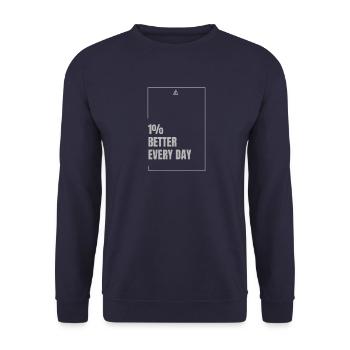 1% Better Every Day — Discipline Mindset Design - Unisex Sweatshirt - navy - Front - Alina (178cm) & Michal (187cm)