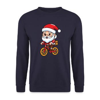 Père Noël vélo Noël - Sweat-shirt Unisexe - marine - Devant - Alina (178cm) & Michal (187cm)
