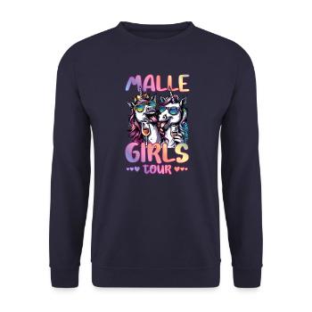 Malle Girls Tour Unicorn Mallorca - Unisex Sweatshirt - navy - Front - Alina (178cm) & Michal (187cm)