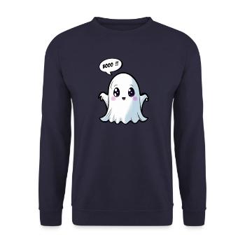Halloween Ghost - Unisex Sweatshirt - navy - Front - Alina (178cm) & Michal (187cm)