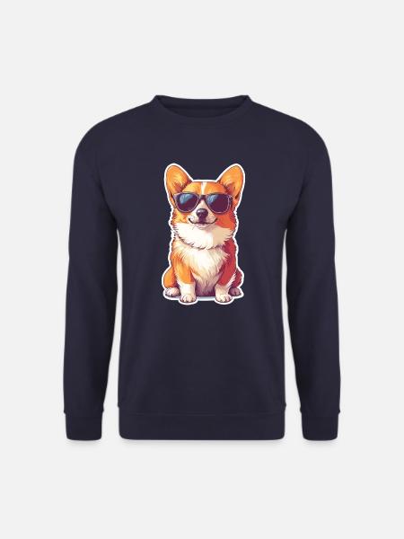 Corgi mit Sonnenbrille - Cool - Hund - Haustier - Unisex Pullover - Navy