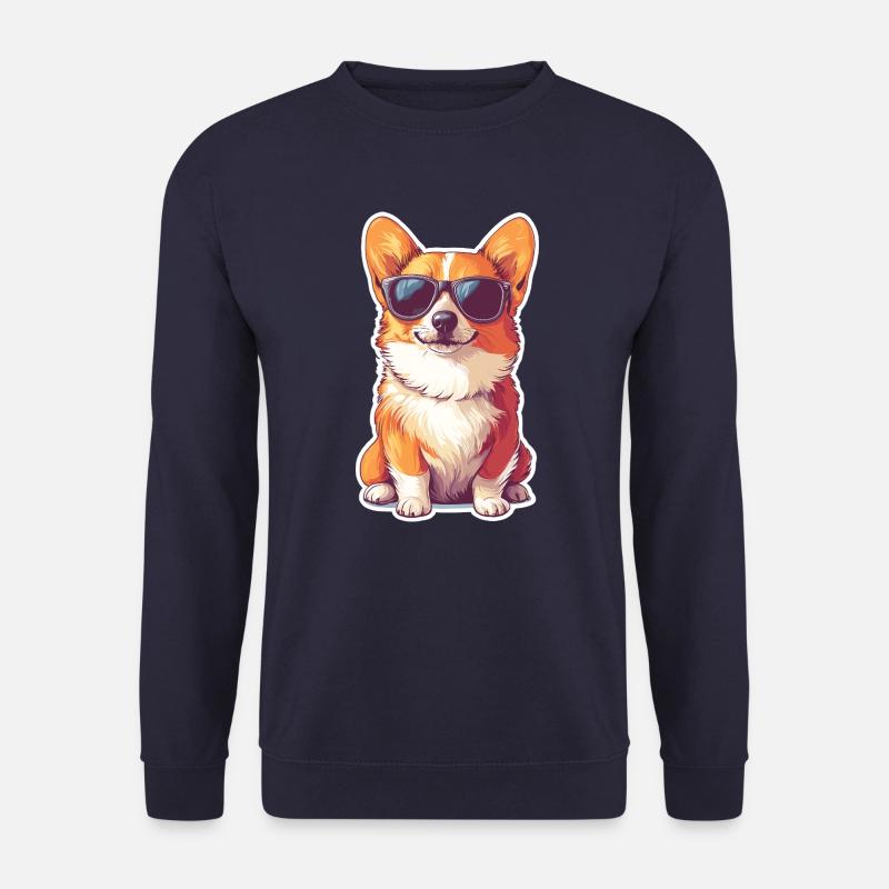 Corgi mit Sonnenbrille - Cool - Hund - Haustier - Unisex Pullover - Navy
