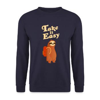 Take It Easy - Hike Sloth Hiking Mountains - Unisex Sweatshirt - navy - Front - Alina (178cm) & Michal (187cm)
