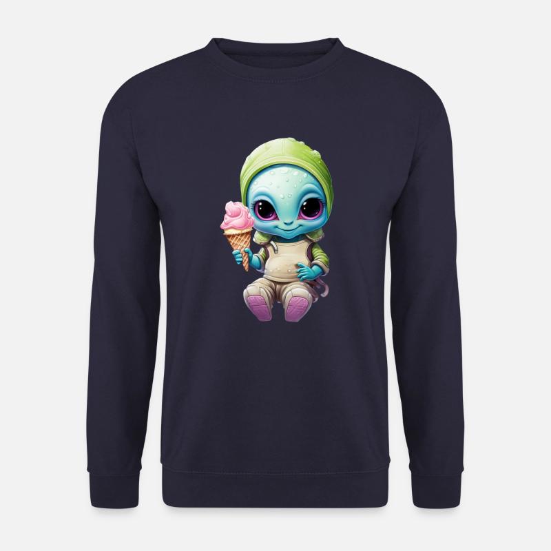 Alien Außerirdischer Mädchen Eis Sommer - Unisex Pullover - Navy
