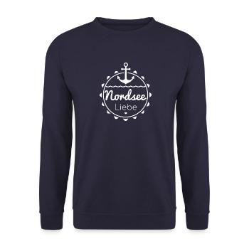 Nordsee Liebe (für dunkle Produkte) - Unisex Pullover - Navy - Vorne - Alina (178cm) & Michal (187cm)