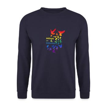 rakkaus on rakkautta,rainbow,deaf,birds - Unisex Sweatshirt - navy - Front - Alina (178cm) & Michal (187cm)
