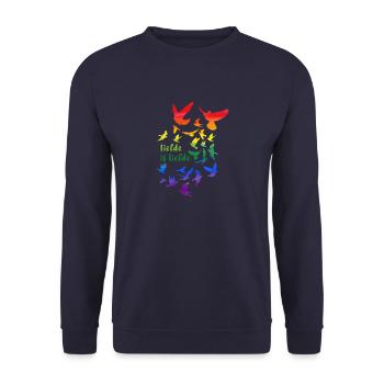 liefde is liefde,rainbow,deaf,birds - Unisex Sweatshirt - navy - Front - Alina (178cm) & Michal (187cm)