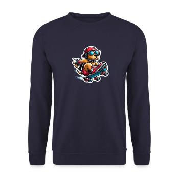 Cool dog rides skateboard - Unisex Sweatshirt - navy - Front - Alina (178cm) & Michal (187cm)