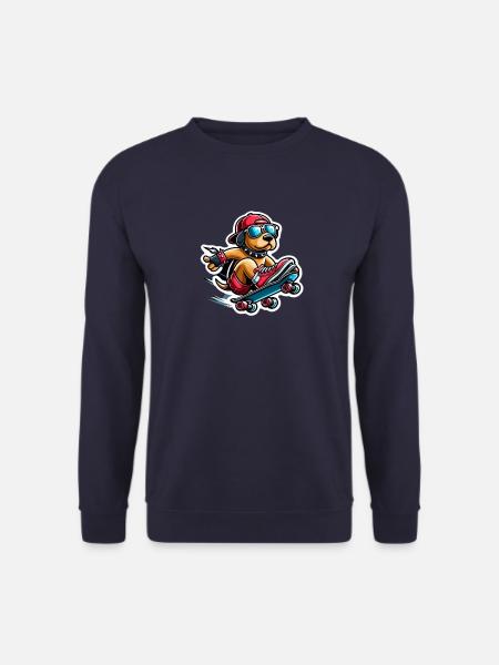 Cooler Hund fährt Skateboard - Unisex Pullover - Navy