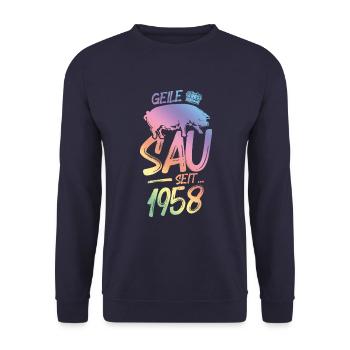 1958 Geile Sau - Unisex Pullover - Navy - Vorne - Alina (178cm) & Michal (187cm)