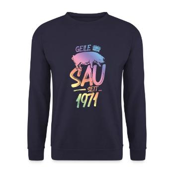1971 Geile Sau - Unisex Pullover - Navy - Vorne - Alina (178cm) & Michal (187cm)