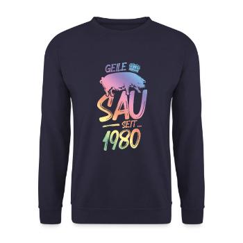 1980 Geile Sau - Unisex Pullover - Navy - Vorne - Alina (178cm) & Michal (187cm)