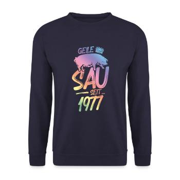 1977 Geile Sau - Unisex Pullover - Navy - Vorne - Alina (178cm) & Michal (187cm)