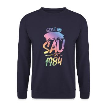 1984 Geile Sau - Unisex Pullover - Navy - Vorne - Alina (178cm) & Michal (187cm)