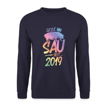 2019 Geile Sau - Unisex Pullover - Navy - Vorne - Alina (178cm) & Michal (187cm)