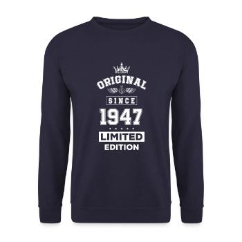 1947 limited edition birthday - Unisex Sweatshirt - navy - Front - Alina (178cm) & Michal (187cm)
