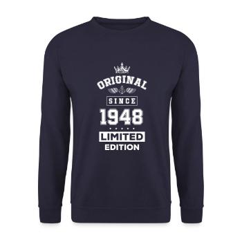 1948 limited edition Geburtstag - Unisex Pullover - Navy - Vorne - Alina (178cm) & Michal (187cm)
