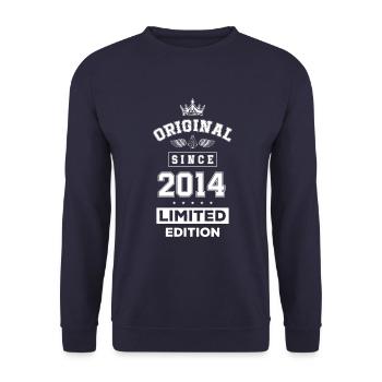 2014 limited edition Geburtstag - Unisex Pullover - Navy - Vorne - Alina (178cm) & Michal (187cm)
