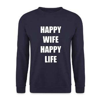 HAPPY WIFE HAPPY LIFE - Sweat-shirt Unisexe - marine - Devant - Alina (178cm) & Michal (187cm)