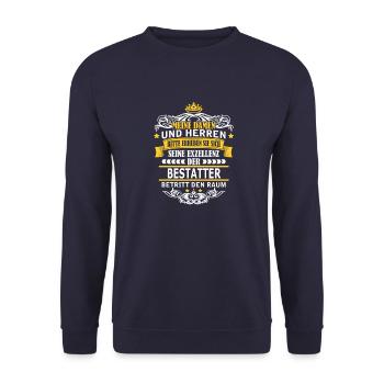 BESTATTER - Unisex Pullover - Navy - Vorne - Alina (178cm) & Michal (187cm)
